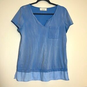 Sweet Jane Blue Short Sleeve Shirt Blouse Large